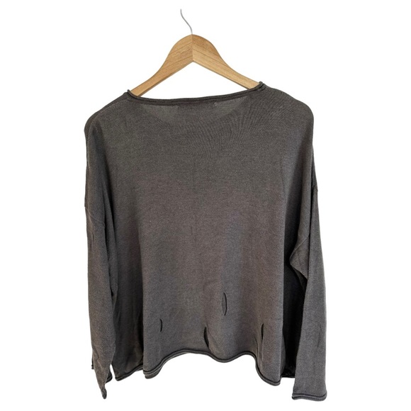 Planet Gray Sweater Holey Moley Pima Cotton Tencel Long Sleeve Intentional Holes - Picture 8 of 13